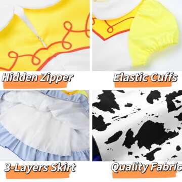 Uplus ME Cowgirl Costume Girls Cowgirl Dress Jessie Costume Halloween Birthday Party Princess Dress Up Outfit with Red Cowgirl Hat (3-4T/110)