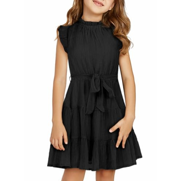 Blibean Tween Girls Elegant Ruffle Sleeve Dress for Stylish Summer Days