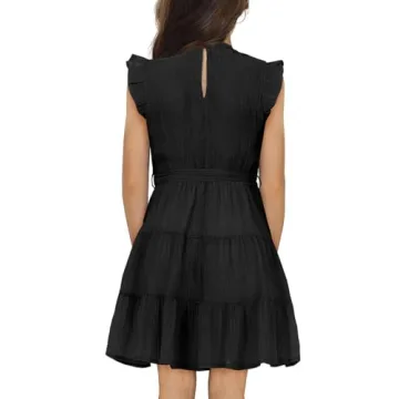 Blibean Tween Ruffle Sleeve Dress for Summer Occasions