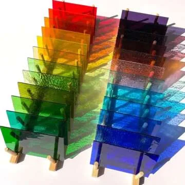 LITMIND 24 Transparent Stained Glass Sheets for Mosaic Art