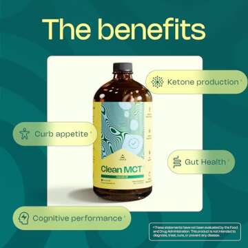 LevelUp Clean MCT Oil - 100% Caprylic C8 for Energy, Focus, Gut Health, Brain Superfuel - Keto Supplement for Ketogenic Coffee and Ketones - Non-GMO (32 oz Glass Bottle)