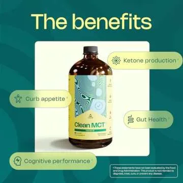 LevelUp Clean MCT Oil - 100% Caprylic C8 for Energy, Focus, Gut Health, Brain Superfuel - Keto Supplement for Ketogenic Coffee and Ketones - Non-GMO (32 oz Glass Bottle)