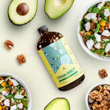 LevelUp Clean MCT Oil - 100% Caprylic C8 for Energy, Focus, Gut Health, Brain Superfuel - Keto Supplement for Ketogenic Coffee and Ketones - Non-GMO (32 oz Glass Bottle)