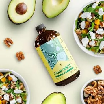 LevelUp Clean MCT Oil - 100% Caprylic C8 for Energy, Focus, Gut Health, Brain Superfuel - Keto Supplement for Ketogenic Coffee and Ketones - Non-GMO (32 oz Glass Bottle)