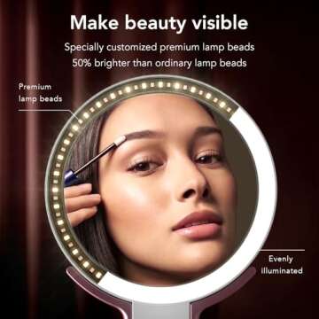 LitBear Travel Makeup Mirror with Lights, Rechargeable Double-Sided 10X/1X Magnifying Mirror, Portab...