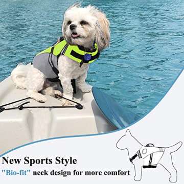 VIVAGLORY Sports Style Dog Life Jacket with Adjustable & Durable, Extra Flotation Swim Life Vest with Secure Fastening System for Small Dogs, Bright Yellow