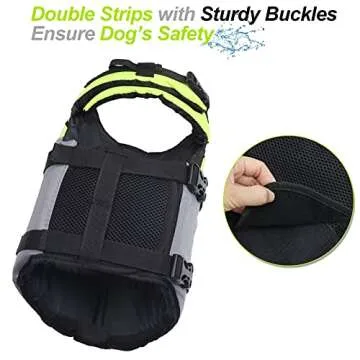 VIVAGLORY Sports Style Dog Life Jacket with Adjustable & Durable, Extra Flotation Swim Life Vest with Secure Fastening System for Small Dogs, Bright Yellow