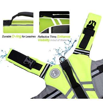 VIVAGLORY Sports Style Dog Life Jacket with Adjustable & Durable, Extra Flotation Swim Life Vest with Secure Fastening System for Small Dogs, Bright Yellow