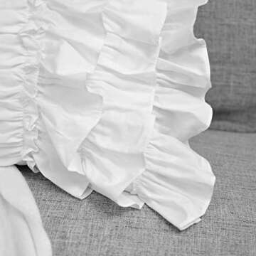 Softta Cute Girls White Ruffles Patchwork Square Pillowcovers (2-Pack No Comforter No Filling) Decorative Pillow Case Home Soft (18x18 inches)