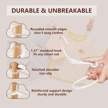 Trusir Kids Hangers - 100 Pack Durable Baby Hangers for Closet