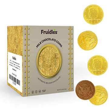 Fruidles Milk Chocolate Coins - Wrapped in Gold - Nut Free - Vault Design (Approximate 40 Coins)