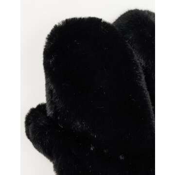 The Drop Women's Aspen Faux Fur Mittens, Black, One Size