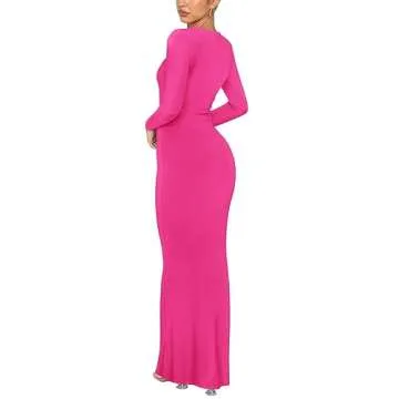 Elegant REORIA Long Sleeve Bodycon Maxi Dress for Women