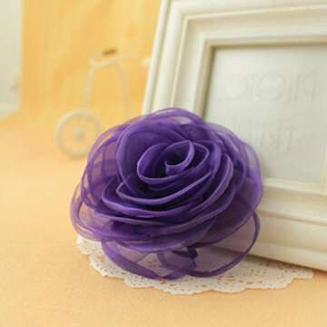 Lovely Floral Hair Clips, Purple Rose Brooches for Women | Versatile Pins for Hats, Clothing and More