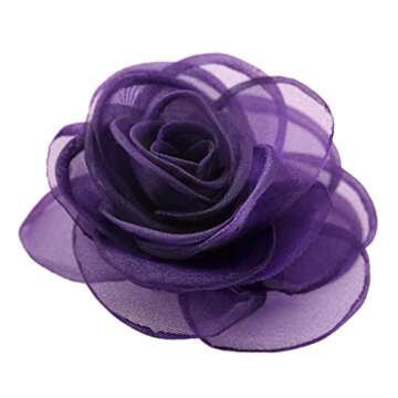 Lovely Floral Hair Clips, Purple Rose Brooches for Women | Versatile Pins for Hats, Clothing and More