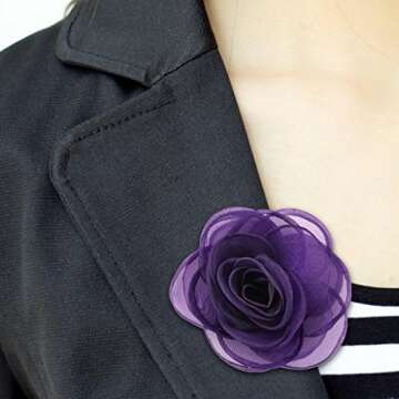 Lovely Floral Hair Clips, Purple Rose Brooches for Women | Versatile Pins for Hats, Clothing and More