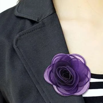 Lovely Floral Hair Clips, Purple Rose Brooches for Women | Versatile Pins for Hats, Clothing and More