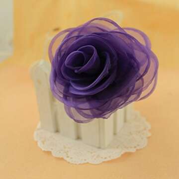 Lovely Floral Hair Clips, Purple Rose Brooches for Women | Versatile Pins for Hats, Clothing and More