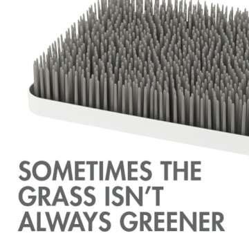 Boon Lawn Countertop Baby Bottle Drying Rack with Antimicrobial Tray - Baby Bottle Dryer and Organizer - Baby Bottle-Feeding Supplies - Gray - 13.5 x 11 x 2.5