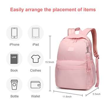 CaranY Kids Backpack Girls and Boys Large Space Waterproof Classic School Backpack Light Weight Medium Size Multi-pocket Pink Toddler Backpack Suitable For 3 To 13 Years old