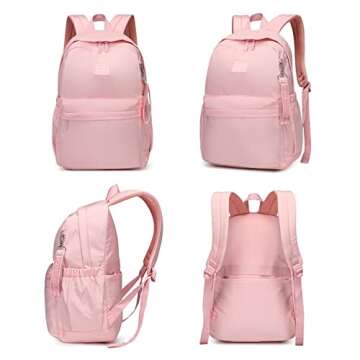 CaranY Kids Backpack Girls and Boys Large Space Waterproof Classic School Backpack Light Weight Medium Size Multi-pocket Pink Toddler Backpack Suitable For 3 To 13 Years old