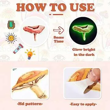 Glow in The Dark Mushroom Wall Decals Watercolor Woodland Mushroom Stickers for Ceiling Aesthetic Colorful Mushroom Decor Fall Leaf Baby Kids Girls Bedroom Nursery Decorations