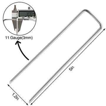 24 Pack Garden Stakes, U-Shaped Tent Stakes, Galvanized Landscape Staples, Ground Stakes, for Landsc...