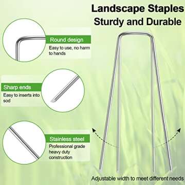 24 Pack Garden Stakes, U-Shaped Tent Stakes, Galvanized Landscape Staples, Ground Stakes, for Landscaping Securing Weed Barrier Fabric, Irrigation Tubing, Holding Fence, Tarpaulin