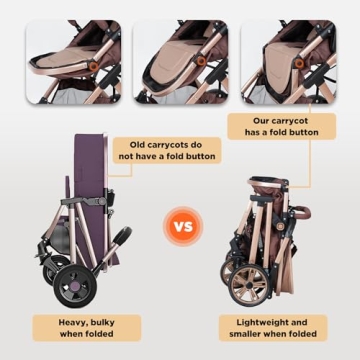 PEARLOVE Baby Stroller Newborn Foldable Pushchair with Adjustable Canopy Folding High Landscape Infant Carriage, Anti-Shock Toddler Pushchair
