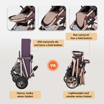 PEARLOVE Baby Stroller Newborn Foldable Pushchair with Adjustable Canopy Folding High Landscape Infant Carriage, Anti-Shock Toddler Pushchair