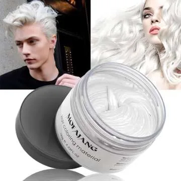 Temporary Hair Color Wax Dye,Hair Spray Color, Natural Hair Wax Color, Kids Temporay Hair Wax Dye Ash for Halloween Cosplay,Party,Masquerade (White, 120g)