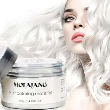 Temporary Hair Color Wax Dye,Hair Spray Color, Natural Hair Wax Color, Kids Temporay Hair Wax Dye Ash for Halloween Cosplay,Party,Masquerade (White, 120g)