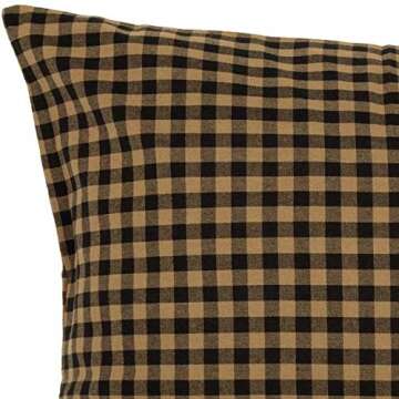 VHC Brands Black Check Fabric Euro Sham 26x26 for Rustic Home Decor