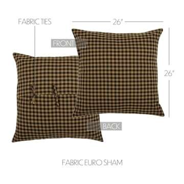 VHC Brands Black Check Euro Sham for Rustic Decor