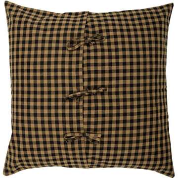 VHC Brands Black Check Euro Sham for Rustic Decor