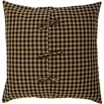 VHC Brands Black Check Euro Sham for Rustic Decor