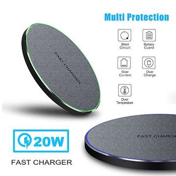 Fast Wireless Charger,20W Max Wireless Charging Pad Compatible with iPhone 16/15/14/13/12/SE/11/11 P...