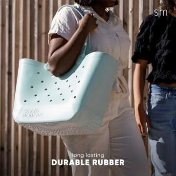 Large Waterproof Beach Tote with Zipper Pocket