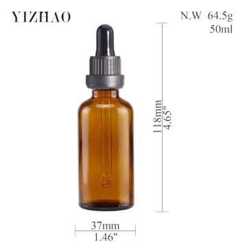 YIZHAO Amber Glass Dropper Bottle 2oz, Tincture Bottles with Glass Dropper, for Essential Oils, Arom...
