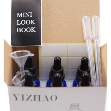 YIZHAO Amber Glass Dropper Bottle 2oz, Tincture Bottles with Glass Dropper, for Essential Oils, Aromatherapy, Cosmetic, Laboratory, Pharmacy, Liquids, Travel –6 Pcs