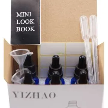 YIZHAO Amber Glass Dropper Bottle 2oz Set for Essential Oils