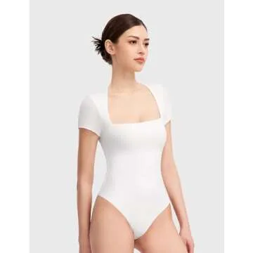 PUMIEY Women’s Square Neck Bodysuit - Chic & Comfortable