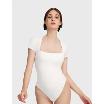 PUMIEY Women’s Square Neck Bodysuit - Chic & Comfortable
