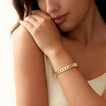 HESSAWELL Gold Cuban Chain Bangle Bracelet Statement Open Cuff Bangle Bracelet for Women Fashion Birthday Jewelry