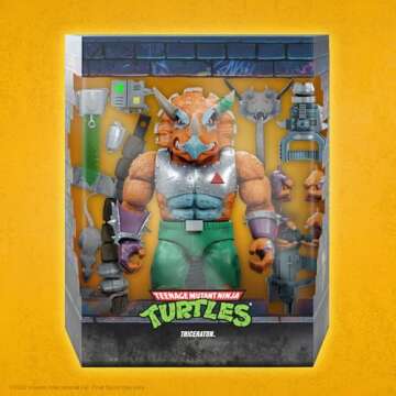 Super7 ULTIMATES! Teenage Mutant Ninja Turtles Triceraton - 8" TMNT Action Figure with Accessories Classic Cartoon Collectibles