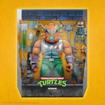 Super7 ULTIMATES! Teenage Mutant Ninja Turtles Triceraton - 8" TMNT Action Figure with Accessories Classic Cartoon Collectibles