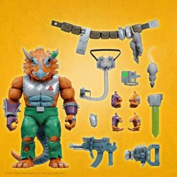 Super7 ULTIMATES! Teenage Mutant Ninja Turtles Triceraton - 8" TMNT Action Figure with Accessories Classic Cartoon Collectibles