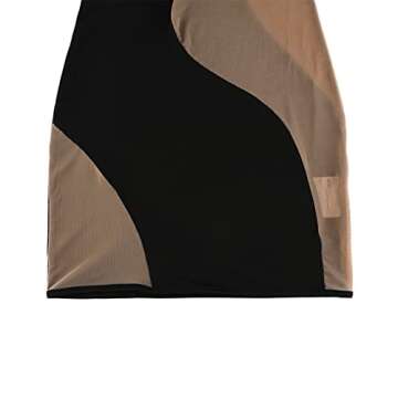 Womens Sheer Patchwork Mini Dress One Shoulder Spaghetti Strap Bodycon Sexy See Through, E-Girl Clothes Nightwear Clubwear Summer Dress for Women(H Colored, Small, s)