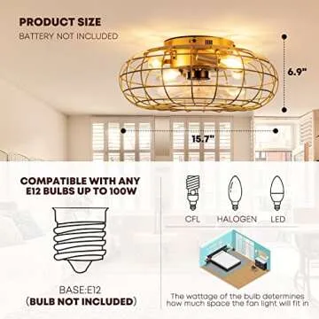 NookNova Bladeless Caged Ceiling Fan with Lights - Stylish & Safe for Home
