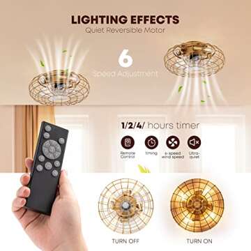 NookNova Bladeless Caged Ceiling Fan - Remote & Lights